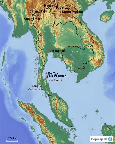 Stepmap Thailand Laos Landkarte F R Asien