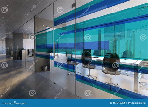 Glass Office Room Wall Mockup 3d Rendering Stock Illustration Illustration Of Building