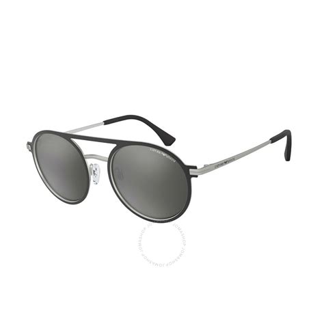 Emporio Armani Light Grey Mirrored Silver Round Men S Sunglasses Ea2080 30016g 53 8056597009164