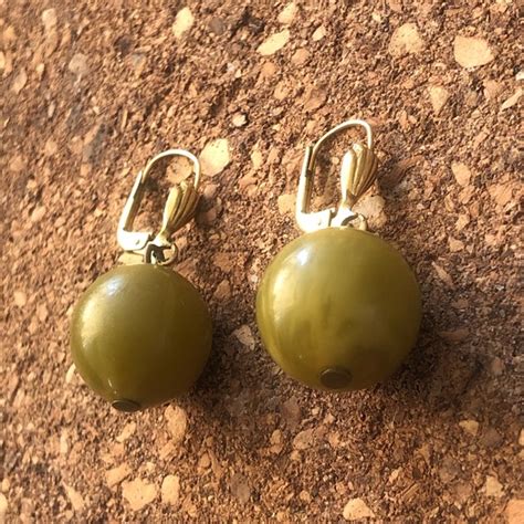 Ges Gesch Jewelry Signed Green Vintage Earrings Poshmark