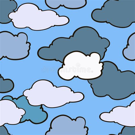 Sky With Clouds Seamless Pattern Stock Vector Illustration Of