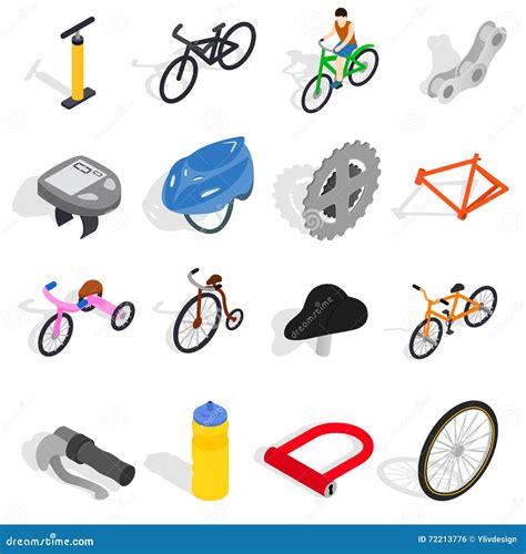 Bicycle Icons Set Isometric 3d Style Stock Vector Illustration Of