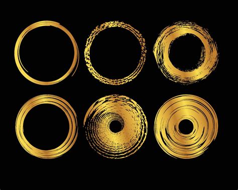 set  hand drawn circles gold design elements vector template