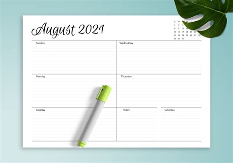 Free Printable Horizontal Weekly Planner