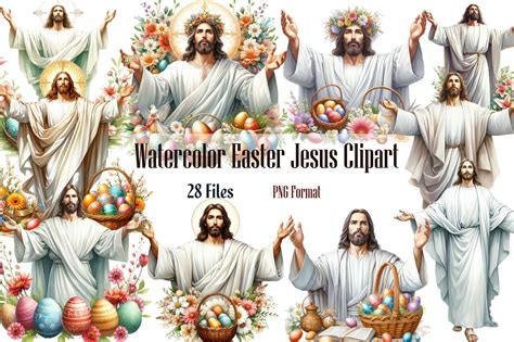 Watercolor Easter Jesus Clipart Bundle Graphic By Craftvillage · Creative Fabrica