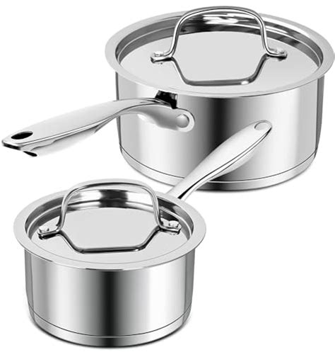 Michelangelo Stainless Steel Saucepan Set With Stainless Lids Tri Ply Bottom Sauce Pan With Lid