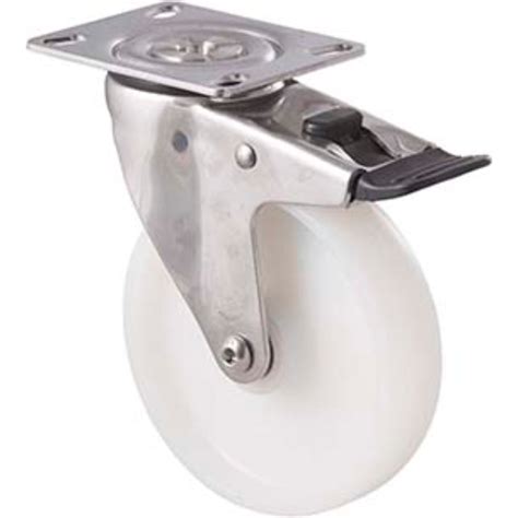 M Series Stainless Steel Castor 125mm X 32mm White Nylon Wheel Swivel