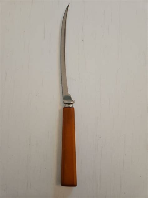 Henrys Stainless Steel Steak Tomato Knife With Butterscotch Bakelite