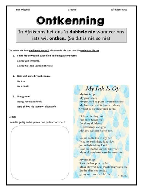 Ontkennende Vorm Summary And Poem Pdf