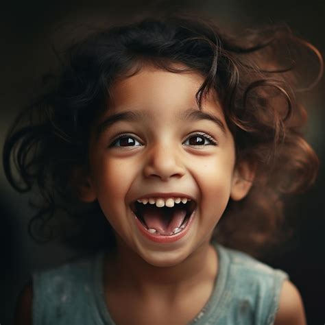 Premium AI Image | A little girl with a big smile showing her teeth.