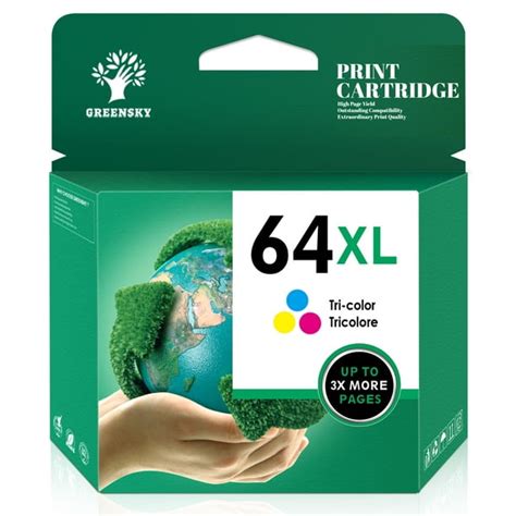 Greensky Ink 64 Color Replacement For Hp 64xl Tri Color Ink Cartridge For Envy Photo 7858 7855