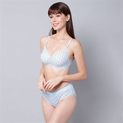 Buy Prettycat Printed Tshirt Bra Panty Lingerie Set Blue Online