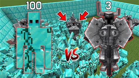 100 Diamond Golem Vs 3 Ferrous Wroughtnaut Minecraft Youtube