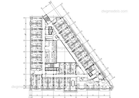 Hotel typical level plan DWG, free CAD Blocks download