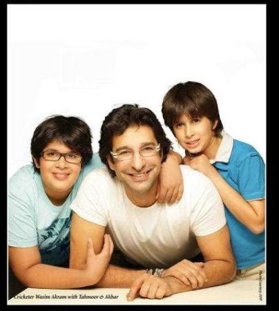 Pakistani Cricketer Wasim Akram with his Sons - People Images & Photos