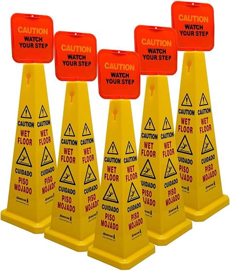 Amazon Safety Cone Pack Four Sided Yellow Caution Wet