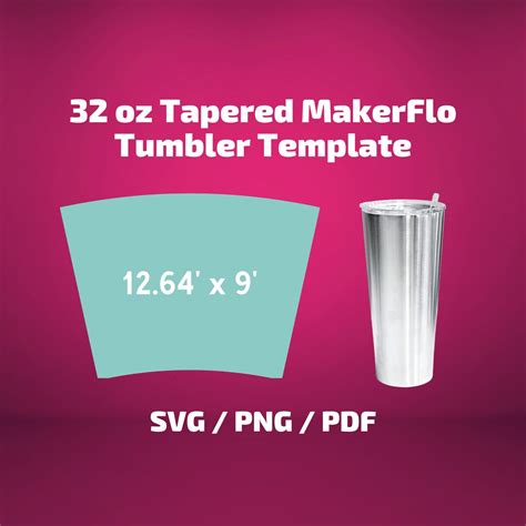 Makerflo 32 Oz Tapered Tumbler Template SVG PNG PDF Sublimation Wrap