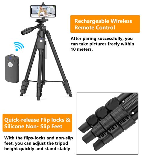 60 Camera Tripod With Travel Bag Cell Phone Tripod With Remote Professional Aluminum Portable