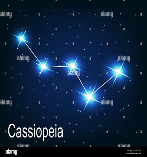 The Constellation Cassiopeia Star In The Night Sky Vector Stock