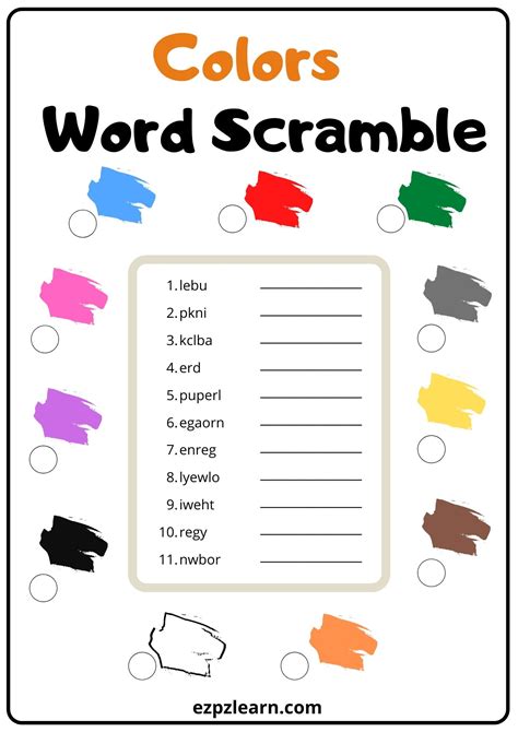 Word Scramble Worksheets Generator