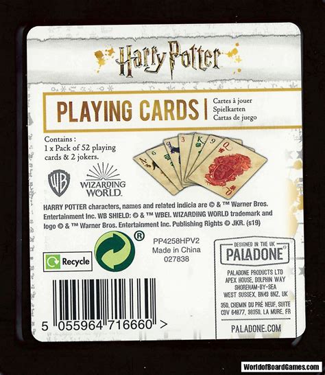 Harry Potter Hogwarts Playing Cards Worldofboardgames