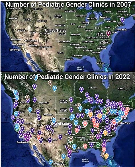 Map Of Pediatric Gender Clinics 2007 And 2022 Blank Template Imgflip