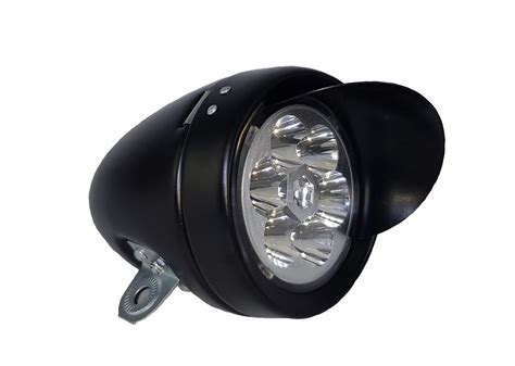 Phare Avant Vélo 6 LED Métal Noir Avec Visière