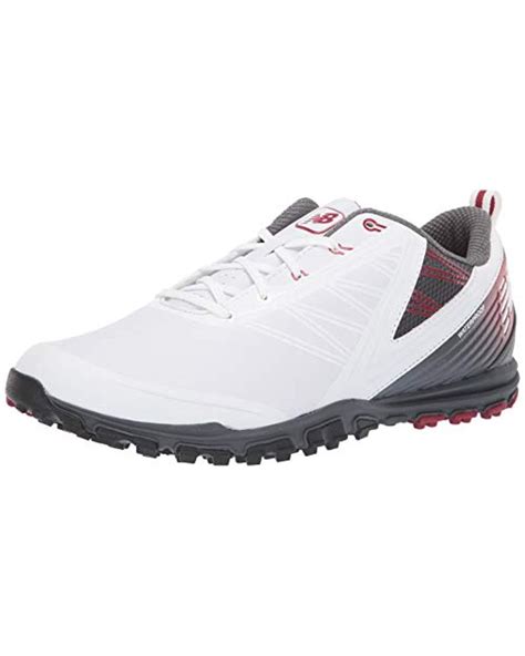 New Balance Leather Minimus Sl Waterproof Spikeless Comfort Golf Shoe In White Maroon White