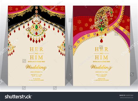 Indian Wedding Card Gold Crystals Color Stock Vector (Royalty Free ...