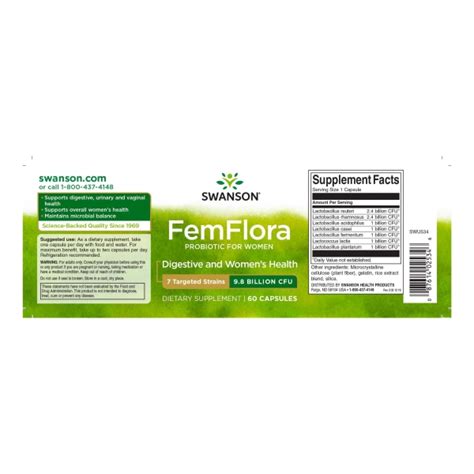 Probioticos Para La Mujer Fem Flora Swanson BS Nutrition