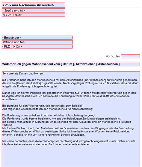 Widerspruch Gegen Mahnbescheid Vorlage Im PDF Format Kostenlose