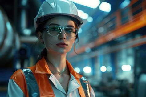 Premium Photo Portrait Of Female Engineer In Steel Factory Wearing