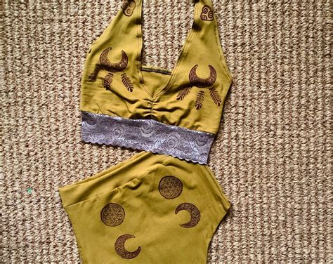 Organic Cotton Lounge Bikini Set Flower Of Life Festival Lingerie Etsy