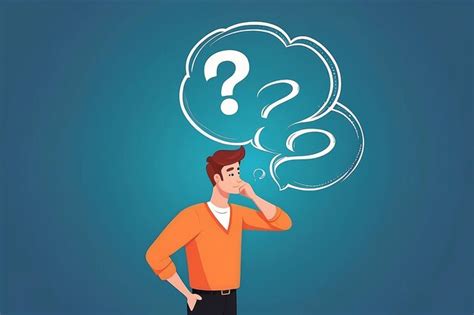 Premium Photo Cartoon Thinking Man With Question Mark In Think Bubble