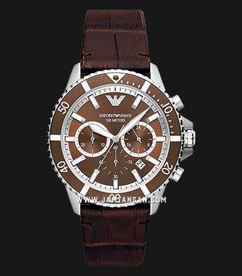 Emporio Armani Chronograph Ar Brown Dial Brown Leather Strap