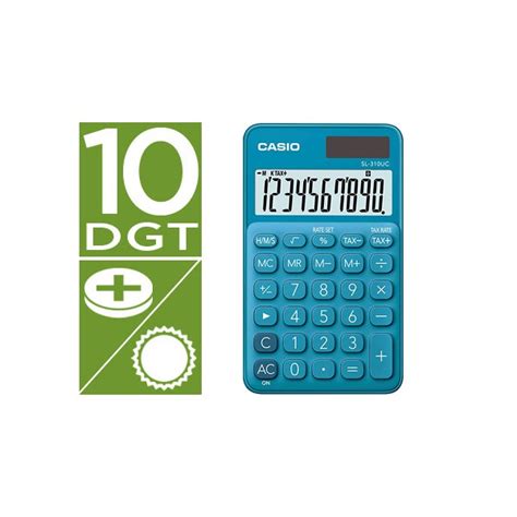 Calculadora Casio Sl Uc Bu Bolsillo Digitos Tax Tecla Color Azul