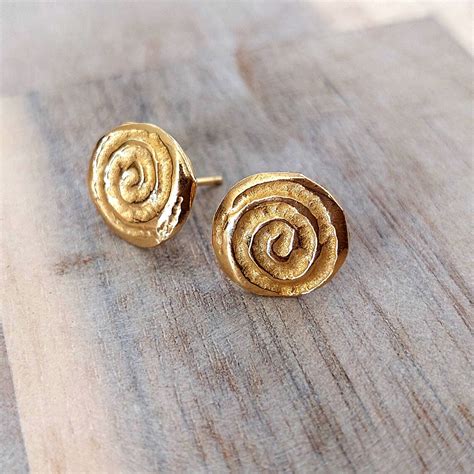 Gold Stud Earrings Circle Earring Studs Spiral Jewelry Gold - Etsy