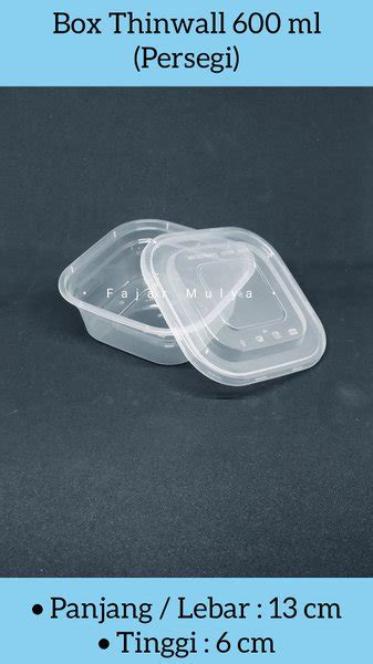 Jual Food Container Kotak Makan Plastik Thinwall Box 600 Ml Kotak