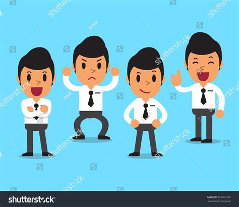 Cartoon Businessman Character Poses Stock Vector Royalty Free