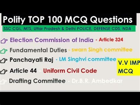 Polity Top 100 MCQ Polity Most Important Question Indian Polity GK