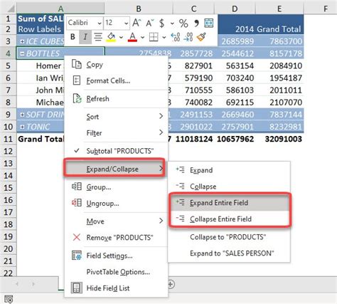 Expand And Collapse Buttons In Excel Pivot Tables Myexcelonline