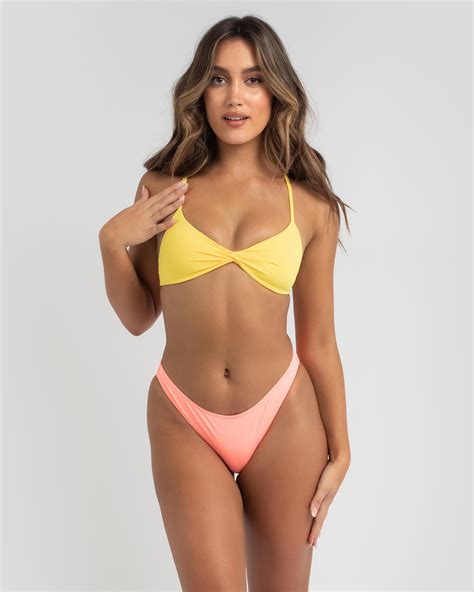 Topanga Kenny Twist Bralette Bikini Top In Lemon FREE Shipping