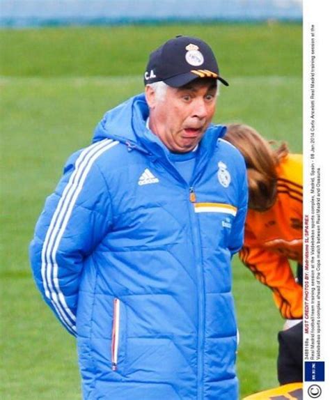 Carlo Ancelotti Pulls A Funny Face During Real Madrid Training