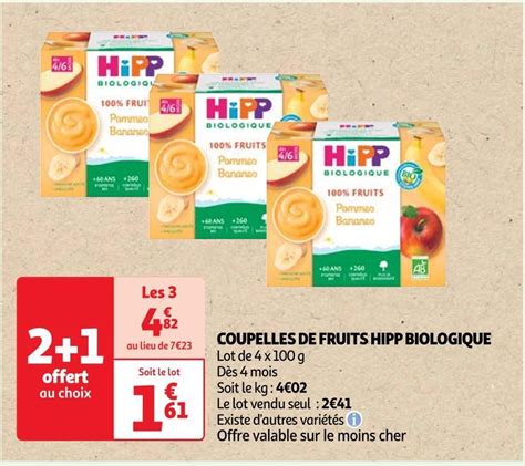 Promo Hipp Biologique Coupelles De Fruits Chez Auchan