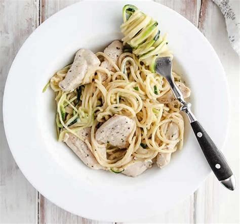 Spaghettis au poulet et courgette ww plat à 5 SP par personne