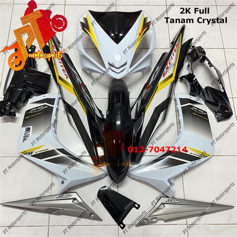 Yamaha Lc V Cover Set Hitam Putih White Black Hly Orignal Sticker