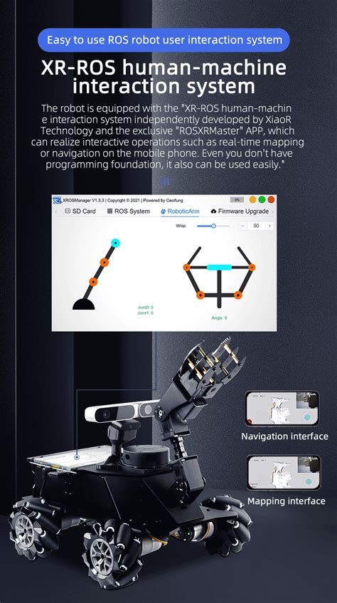 Jetson Nano Ros Mecanum Wheel Robot Car Moveit Robot Arm Lidar Mapping