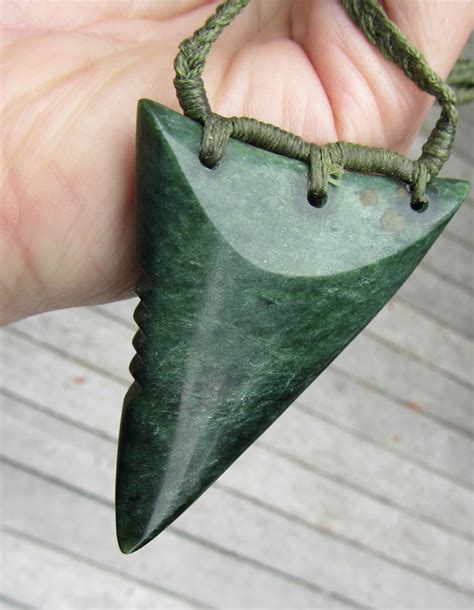 Te Kaha Jade Gem Grade Arahura Pounamu Greenstone Maori Shark Tooth