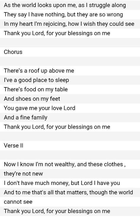 Thank You Lord For Your Blessings On Me Lyrics With Images Thank You Lord For Your Blessings