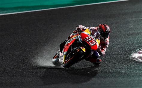 Download wallpapers 4k, Marc Marquez, rain, Honda RC213V, night, 2018 ...